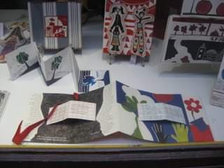 Artists' books in a Venice window, Italy. 